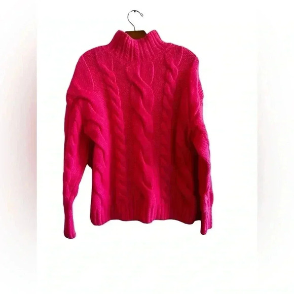 Anthropologie Mock Neck Cable-Knit Sweater XS Pink Wool Blend - Picture 10 of 16